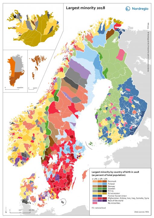 Map: Largest minority group by municipality 2018