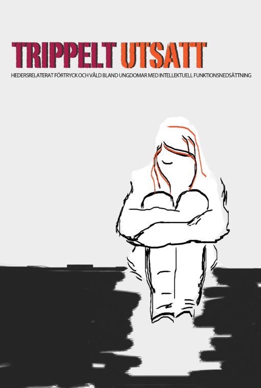 Rapportens omslag med teckning av ung flicka som sitter på marken med händerna om knäna