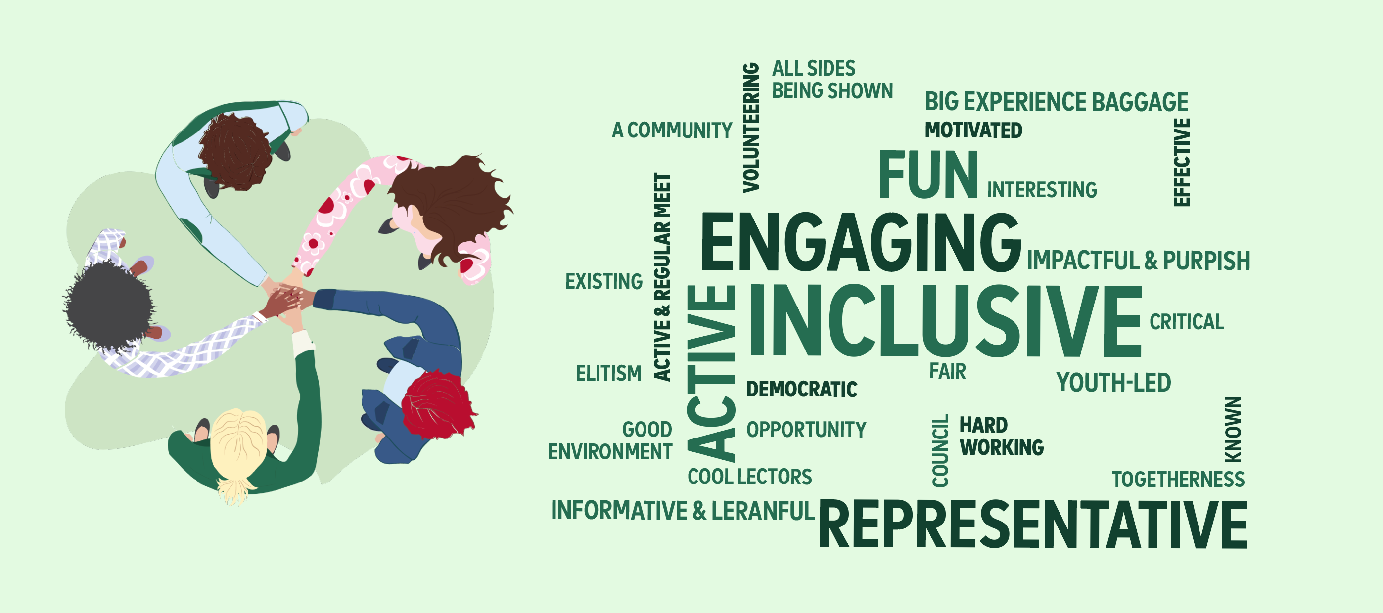 Most prominent words are: Inclusive, Engaging, Representative, Active and Fun