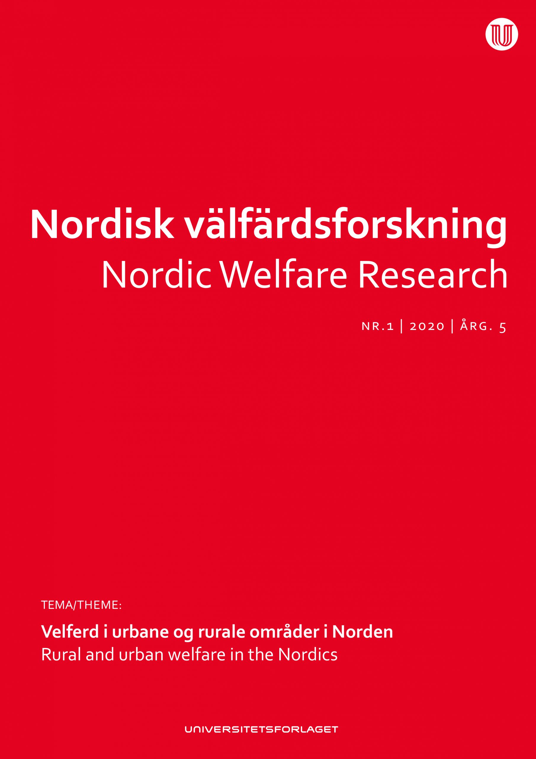 Rött omslag till Nordisk välfärdsforskning nr 1 2020