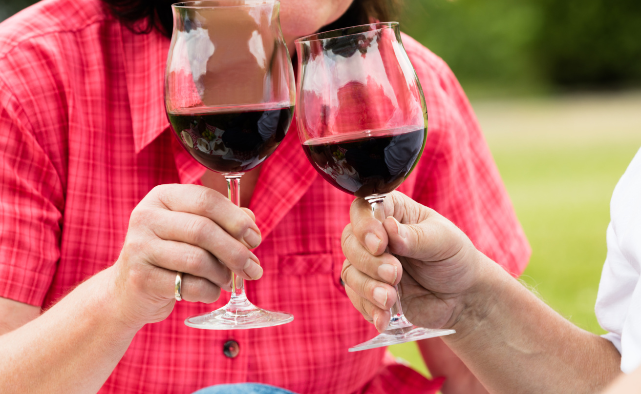 Couple Toasting Glass Of Wine