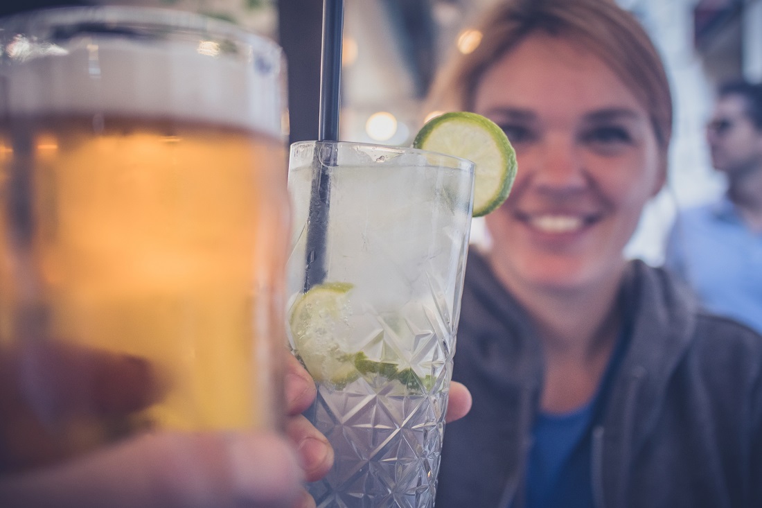 Cheering with gin and beer