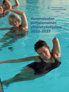 Vammaisalan pohjoismaisen yhteistyöohjeman kansilehti, uimari.
