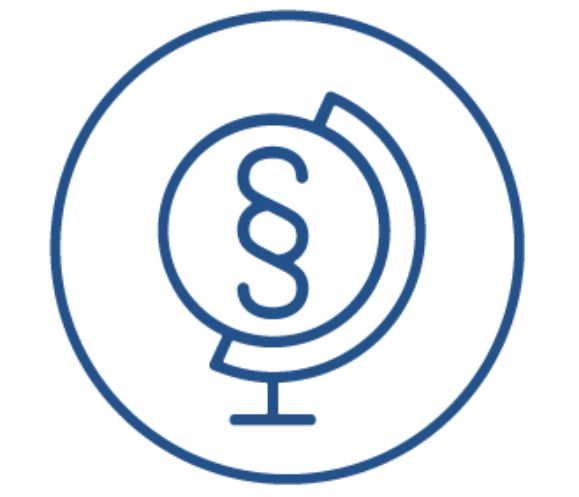 Symbol for law paragraph and globe