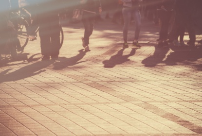 Young people on the street, blurry picture
