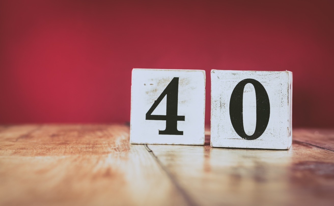 Number 40 on a wooden table