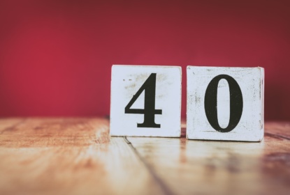 Number 40 on a wooden table