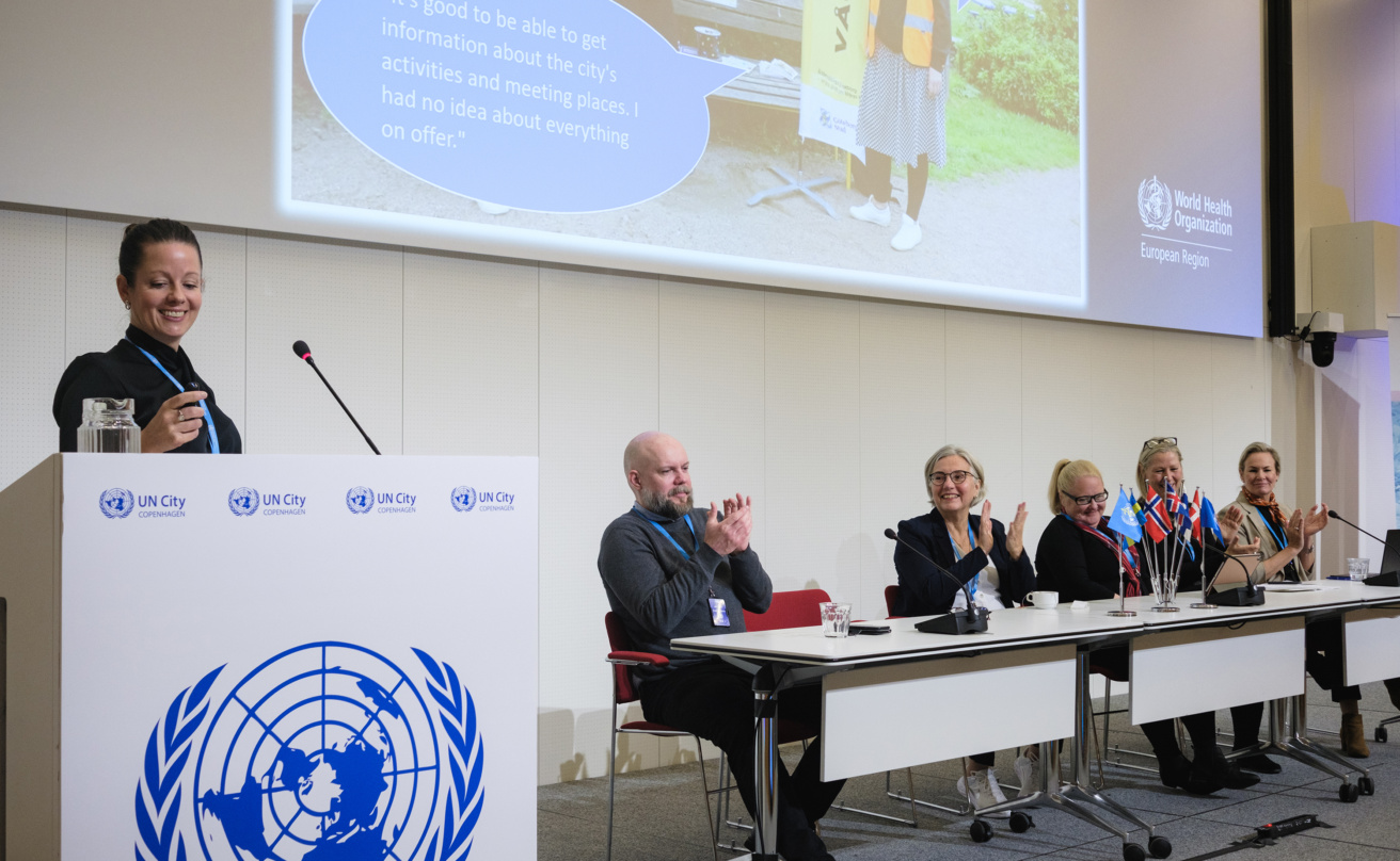 Emma Matsson speaking at the conference Age-friendly cities in the Nordic region