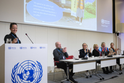 Emma Matsson speaking at the conference Age-friendly cities in the Nordic region
