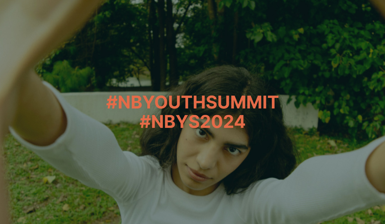Picture of youth holding up hands with the text saying #NBYOUTHSUMMIT #NBYS2024