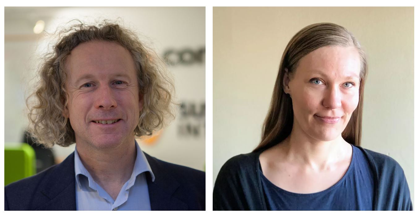 Porträtt av Jakob Jonsson, Sustainable Interaction och Paula Jääskeläinen, CEACG vid Helsingfors Universitet.