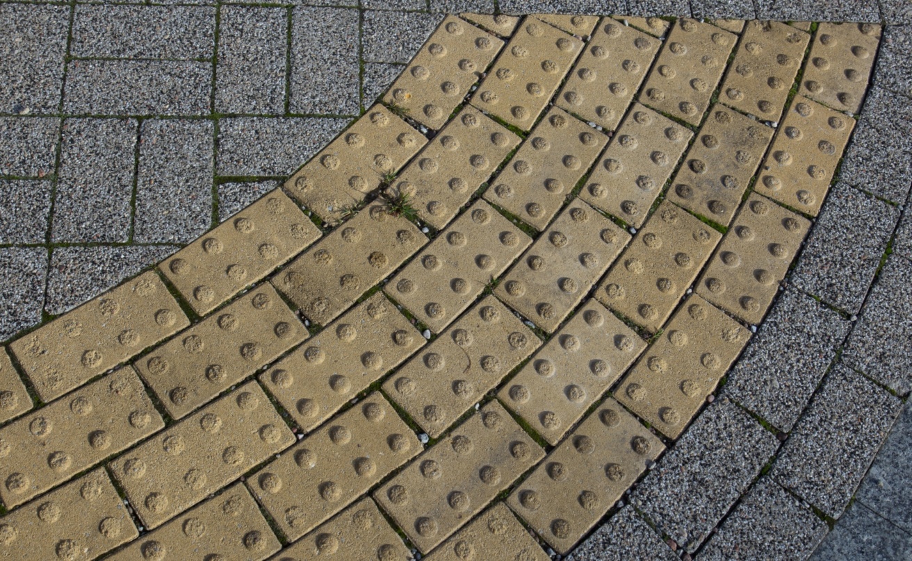 tactile blocks in the ground for blind and deafblind