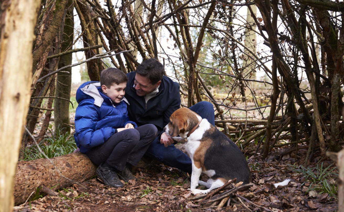 father-and-son-talking-under-a-shelter-of-branches-with