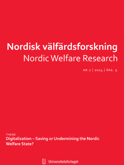 Bild på omslag till Nordisk välfärdsforskning.