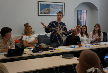 Young people round a table at the Nordic Baltic youth summit