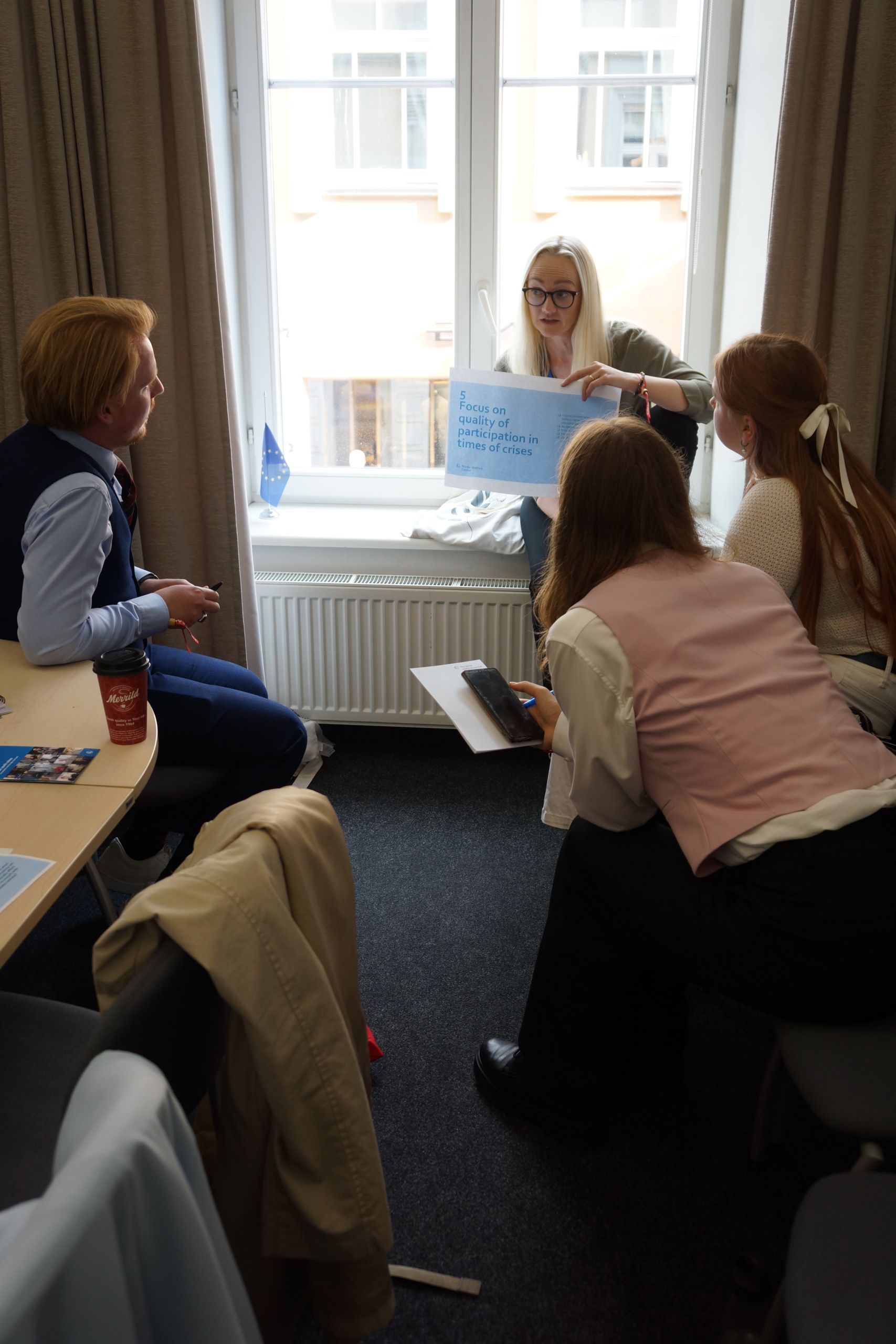 PYoung people in small group discussion at Nordic baltic youth summit