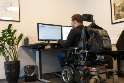 Disabled man at work