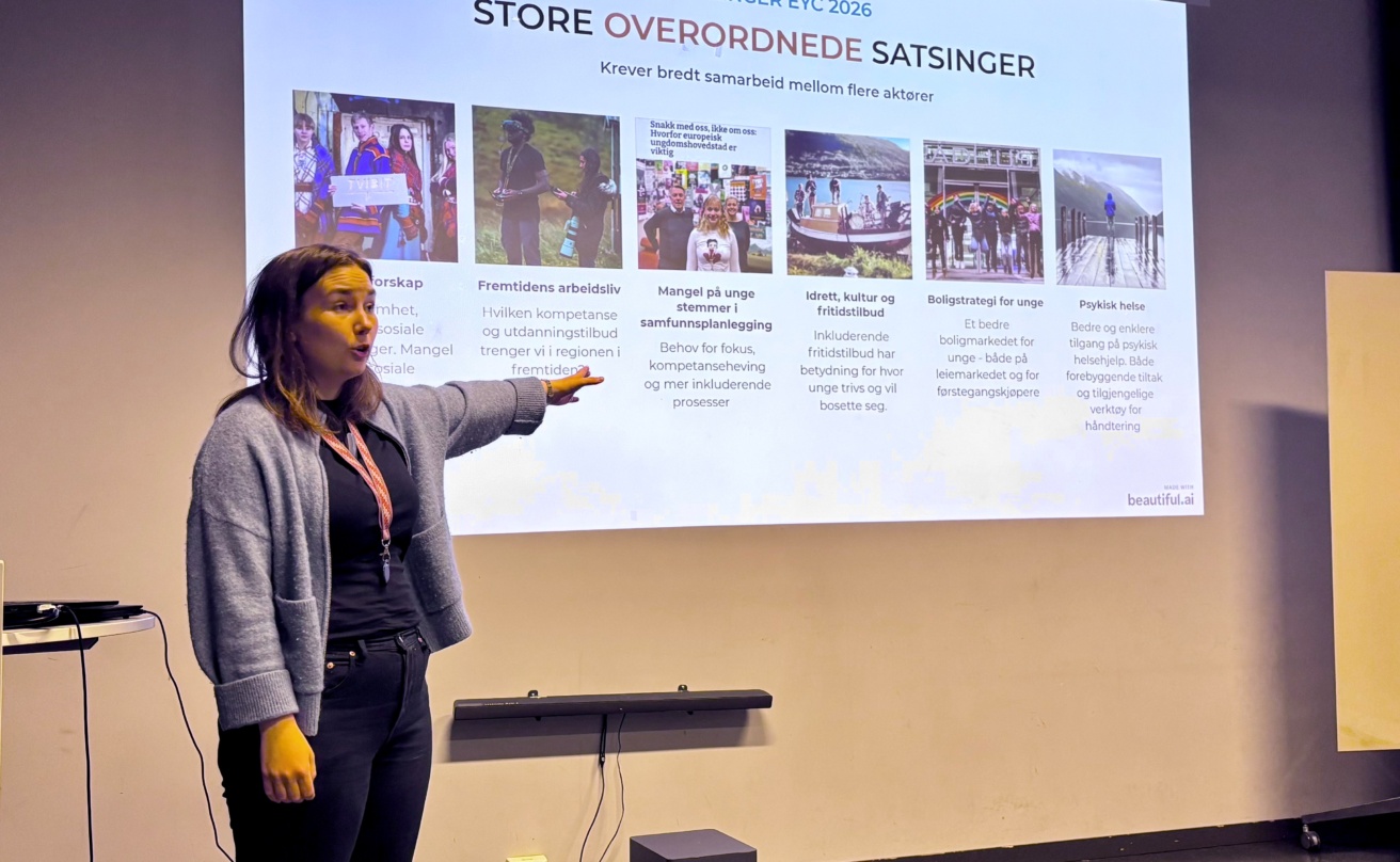 Martine Lødding, projektledare, presenterar arbetet med True North– Tromsø 2026
