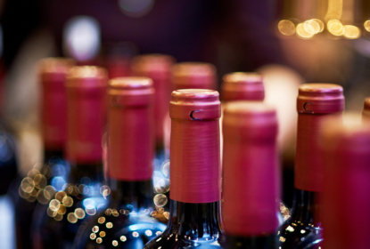 wine bottles in a row
