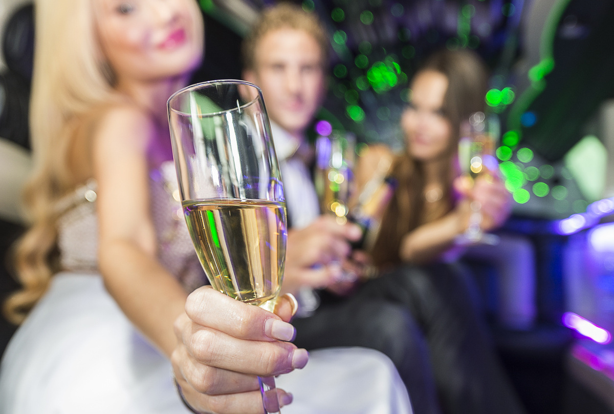 champagne in limousine