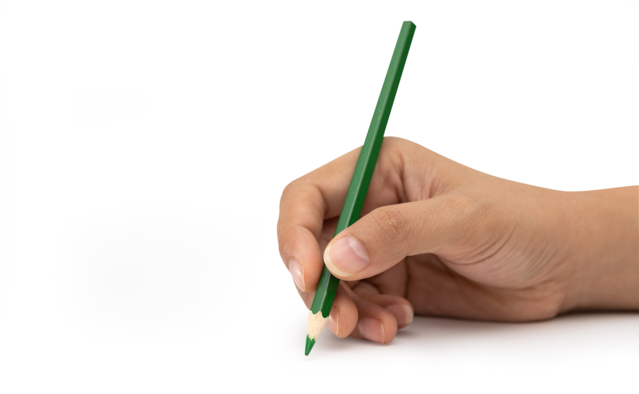 mp33053928-female-hand-with-green-color-pencil-isolated-on-white