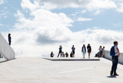 People on the roof of Oslo opera house