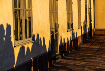 Shadows on a yellow wall