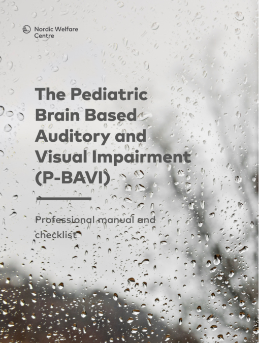 Cover of The Pediatric Brain Based Auditory and Visual Impairment (P-BAVI): Professional manual and checklist, featuring a blurred outdoor scene viewed through a window covered in raindrops.